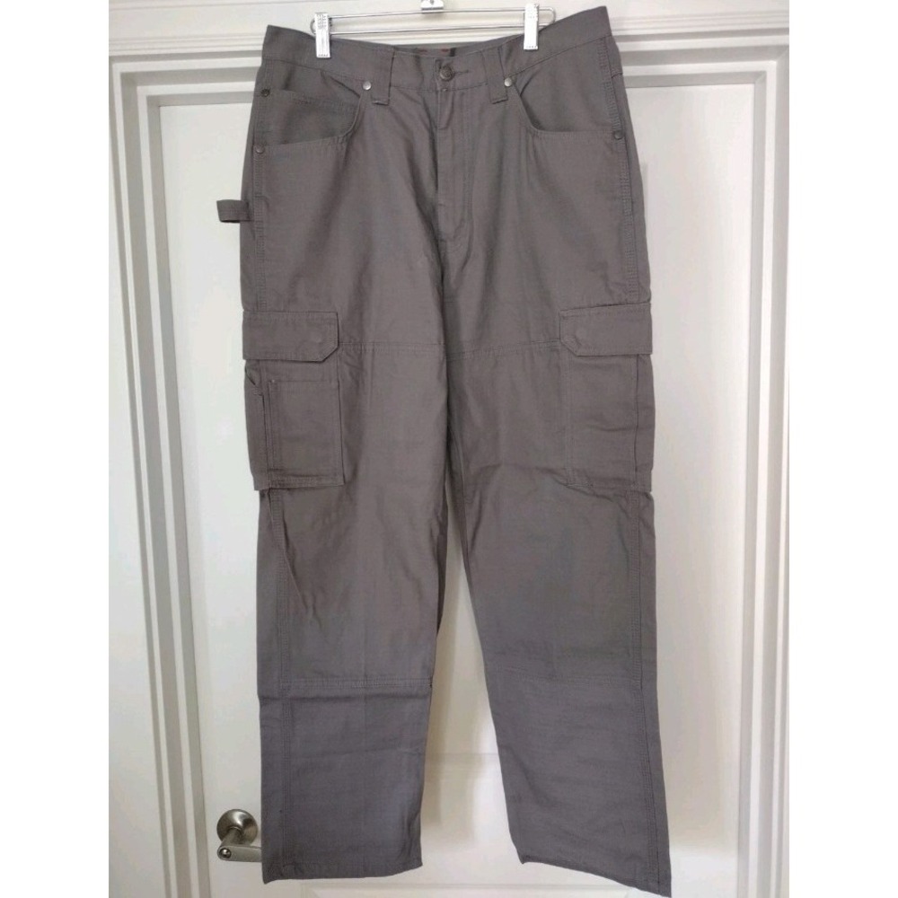Craftsman Men's Gray Canvas Cotton Cargo Pants Straight Leg Regular Fit 34